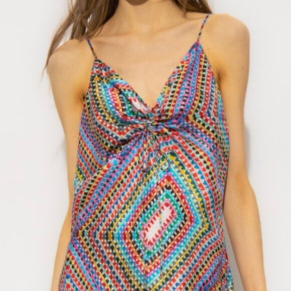 Allsaints ASilk Blend Midi Slip Dress Asymmetric Hem Multicolor Size 10‎ - Picture 7 of 16